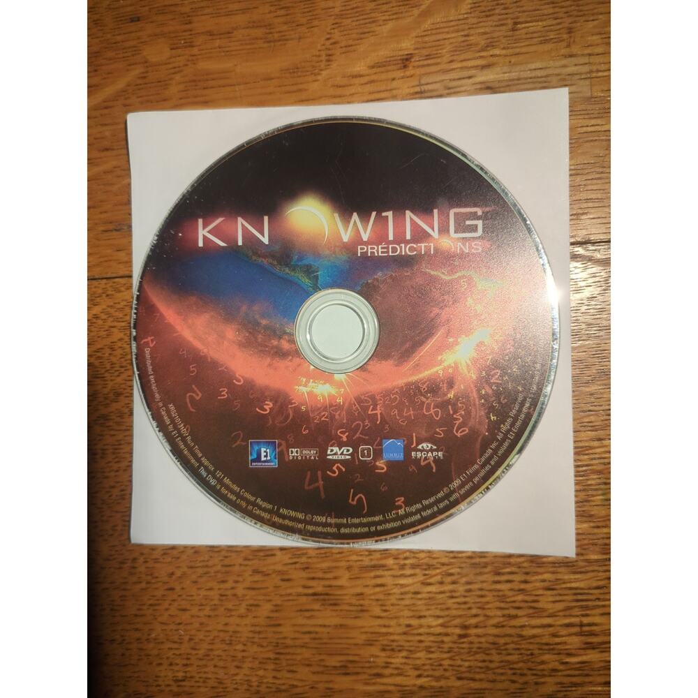 Knowing Predictions (DVD, 2009) Disc Only